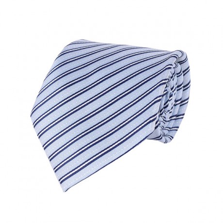 KLASIK kravata bledo-modrá pásikavá